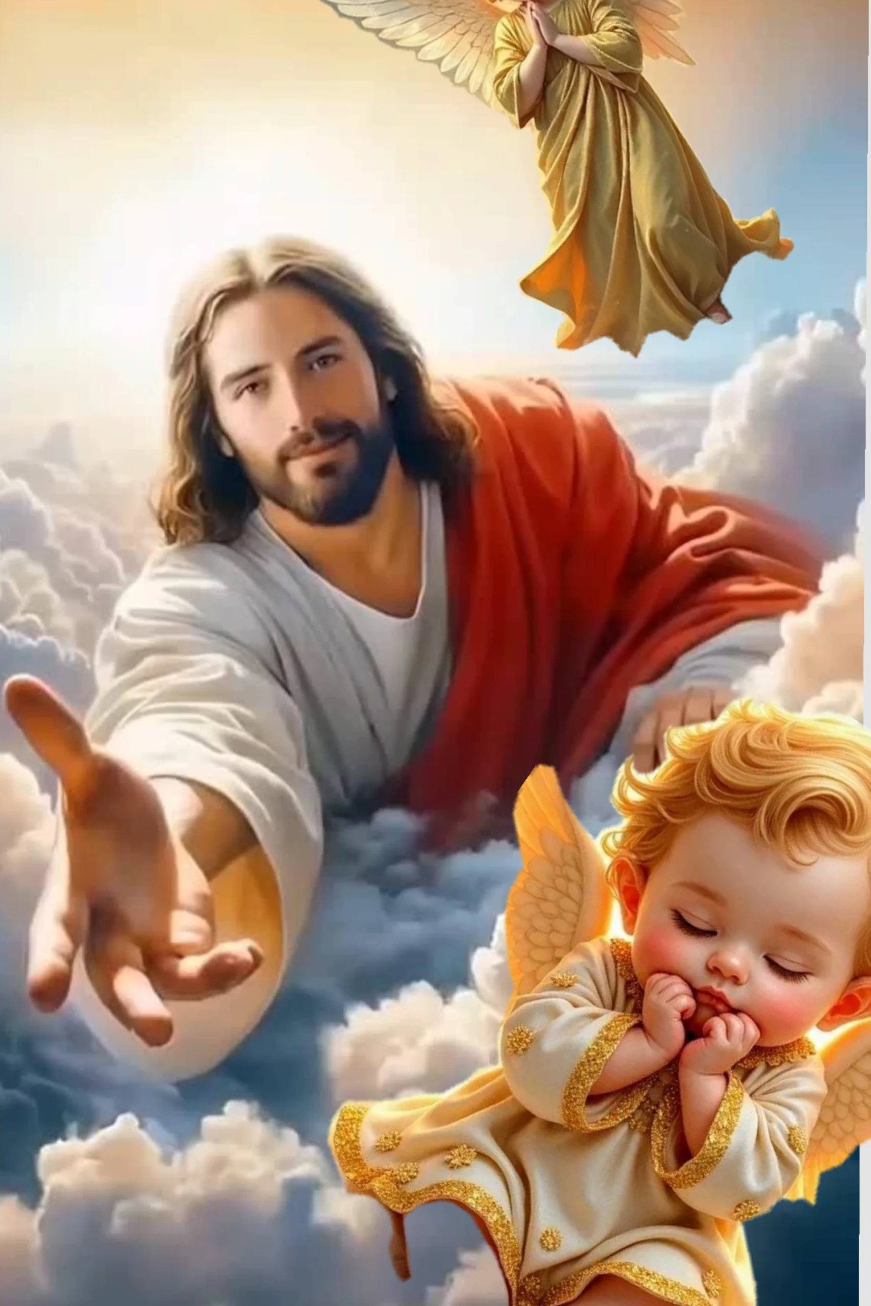 Jesus Canvas Painting – Premium PolyCanvas Wall Art (Full White Theme)