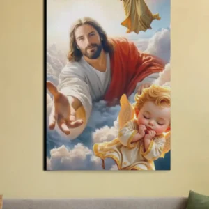 Jesus Canvas Painting – Premium PolyCanvas Wall Art (Full White Theme)
