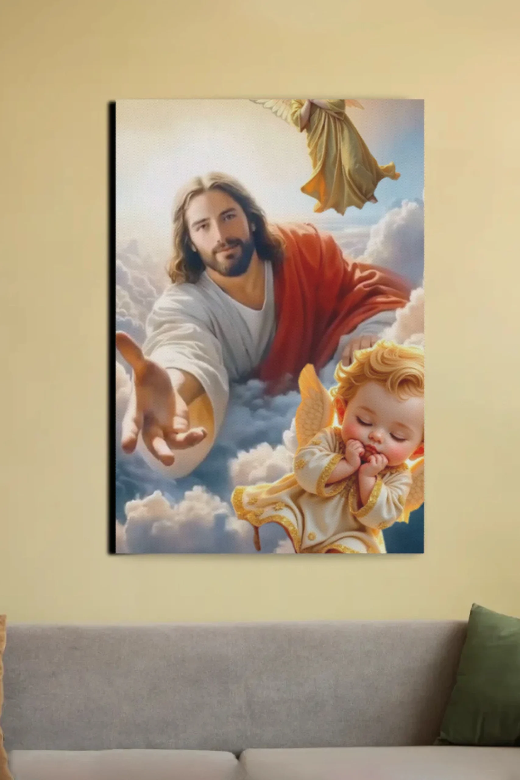 Jesus Canvas Painting – Premium PolyCanvas Wall Art (Full White Theme)