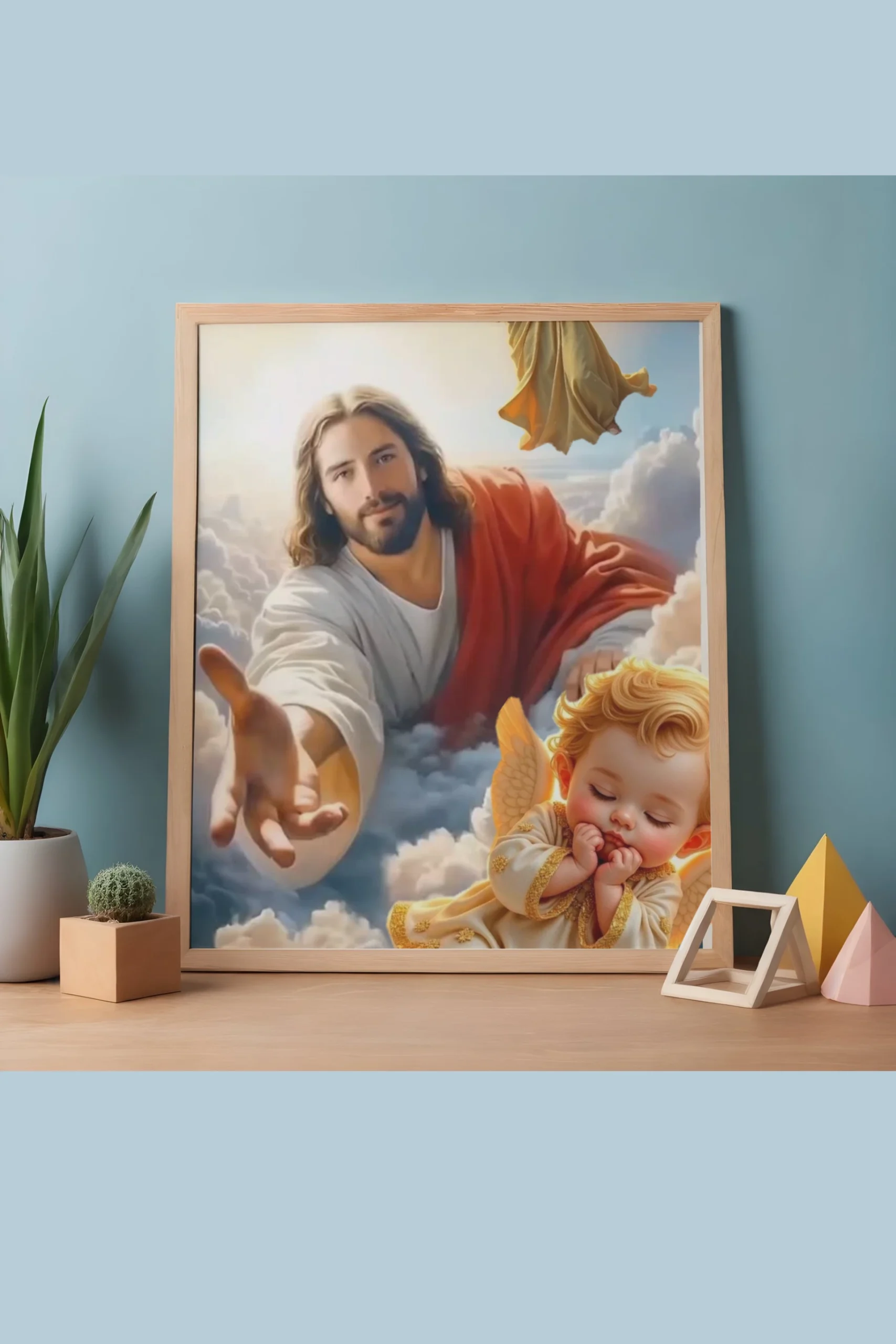 Jesus Canvas Painting – Premium PolyCanvas Wall Art (Full White Theme)